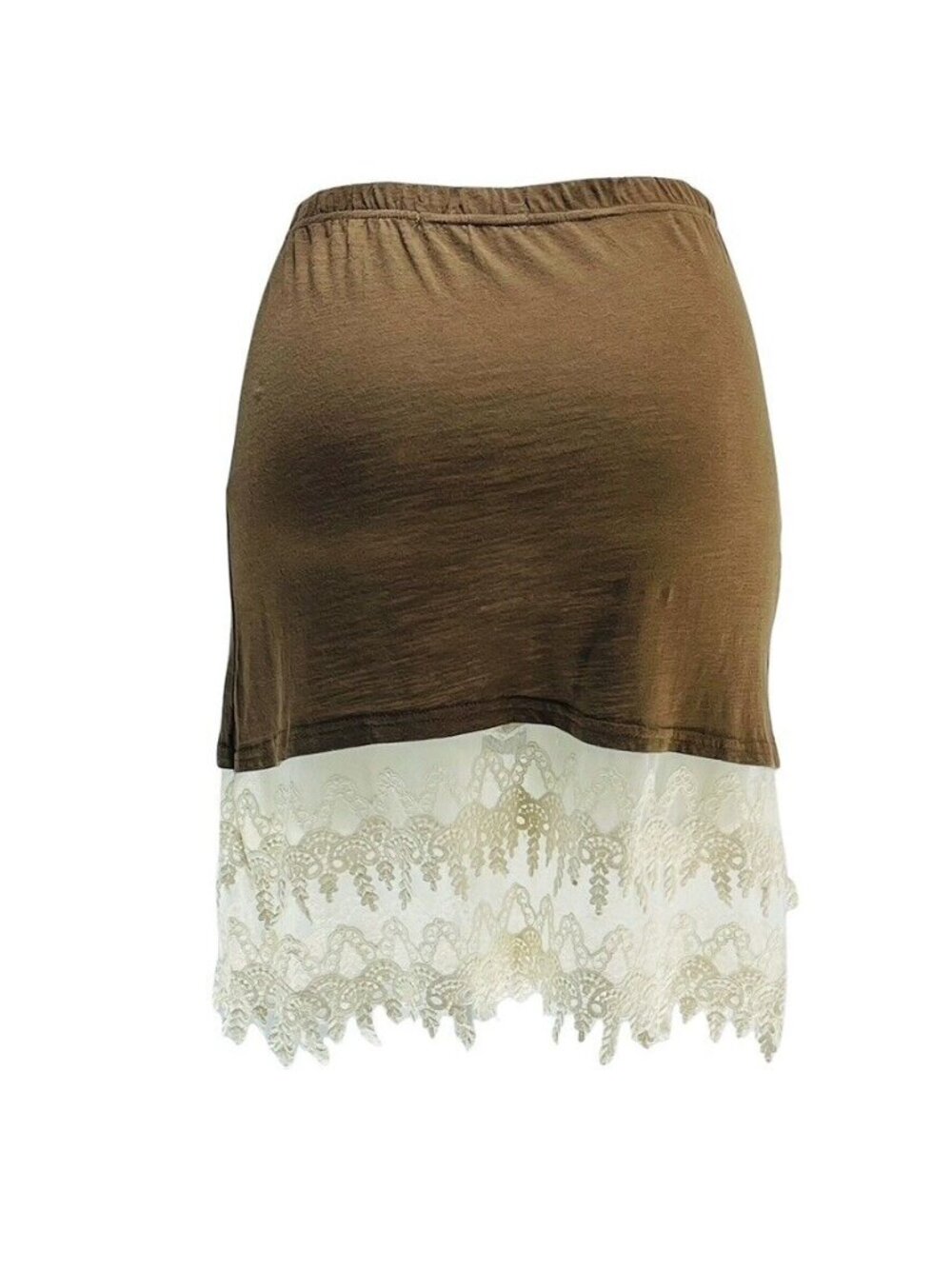 Southern Grace Womens Elastic Waist Brown Skirt With Lace Hem Medium - Picture 2 of 10